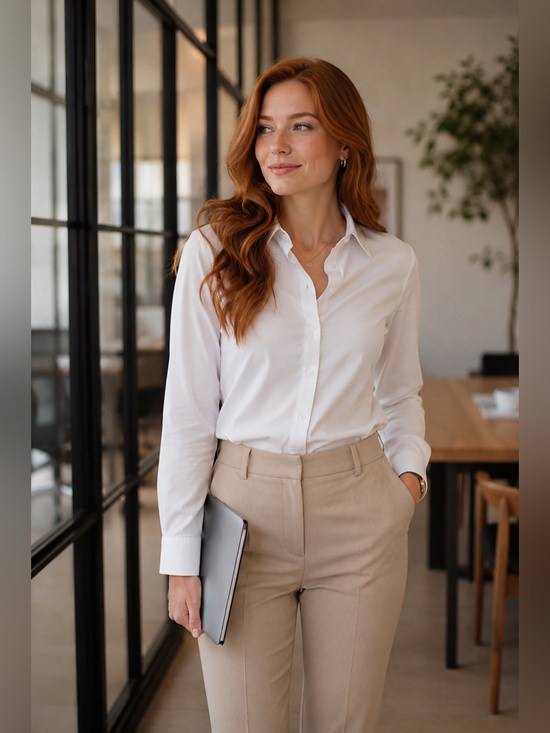 Gemolly Tops - Women’s Classic White Button-Down Shirt by Gemolly Size Small